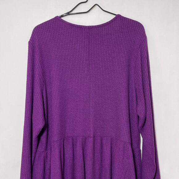Lane Bryant Top Womens 22/24 Purple Waffle Knit Long Empire Waist Stretch Shirt - Picture 2 of 13